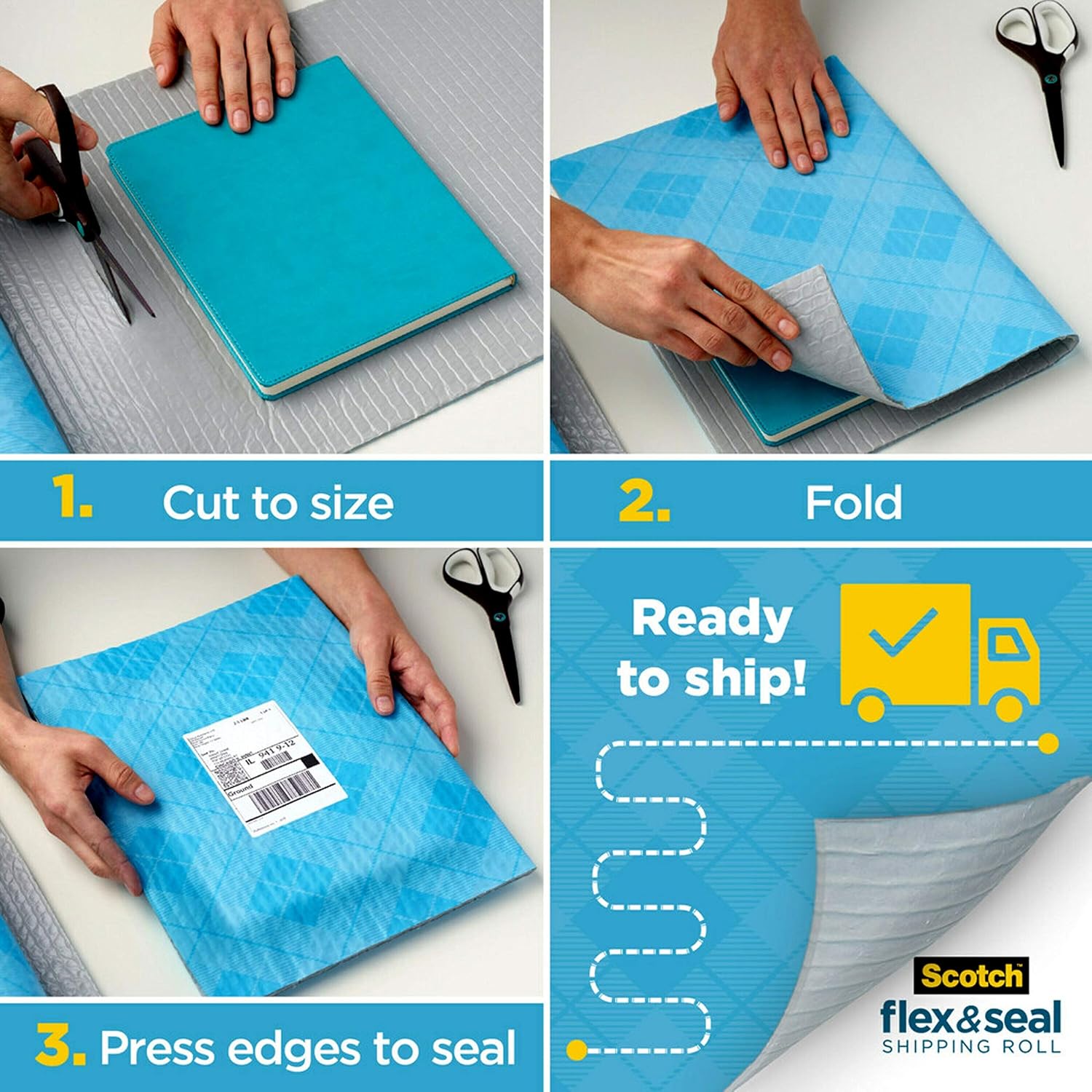 Scotch Flex and Seal Shipping Roll 50 ft x 15 in, Eliminates Time, Supplies, Waste & Space vs. Boxes, Easy Packaging Alternative to Poly Mailers : Office Products