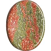 Fekuar Natural Unakite Crystal Thumb Worry Stone, Hand Carved Healing Crystal Pocket Stones for Anxiety Stress Relief Meditation, Oval Shaped