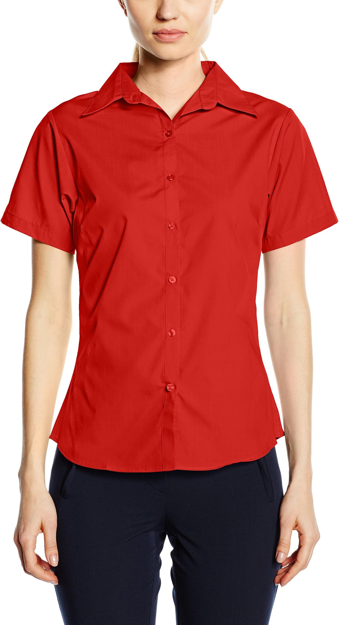 PremierWorkwear Ladies Short Sleeve Poplin Blouse Red 12