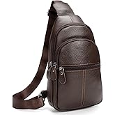 molshine Genuine Leather Sling Crossbody Bag,Fashion Chest,Casual Shoulder Bag for Men Women Work Travel Cycling HB024