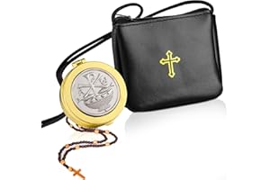 Huhumy 2 Pcs Leather Communion Burse for Pyx with Gold Latin Cross Container Catholic Budded Gold Toned Case Cross Pyx Bag for Communion Priests Deacons Eucharist Holy Gift(Stylish Style,Fish)