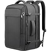 Sirmaeed Carry on Backpack for 1-10 Days Trips, Extra Large 40L-50L Travel Backpack TSA Approved, Expandable Laptop Bagpack, Water Resistant Bag Compatible with 17.3 inch Laptops, Black