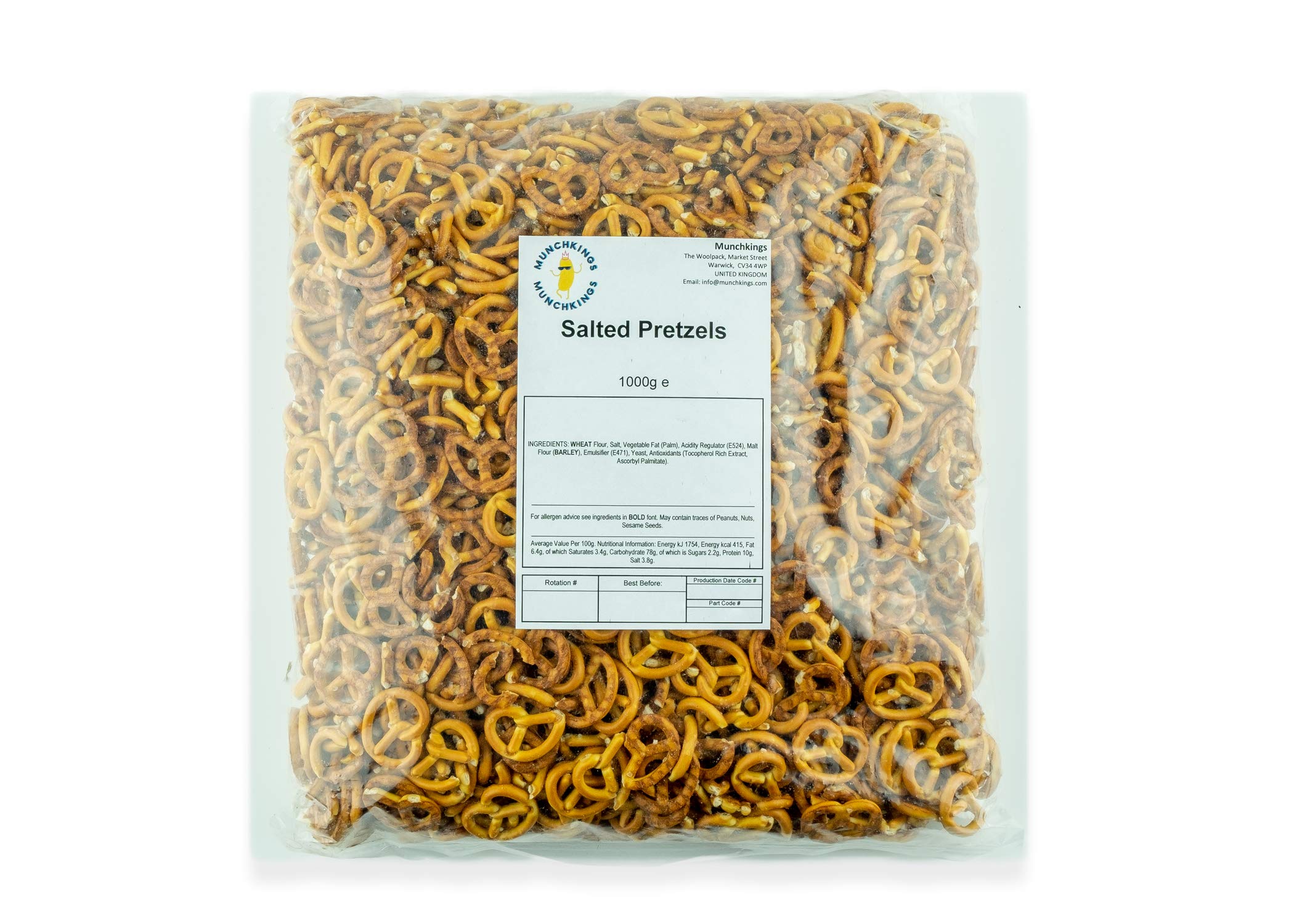 MunchKings Salted Pretzels Savoury Snack Refill Bag 1kg - Ideal for Snacking and Use in Cooking (Salted Pretzels)