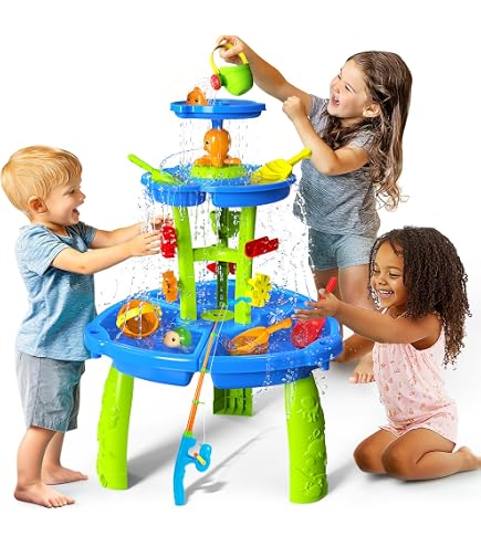 Table d'eau pour enfants, table d'eau pour tout-petits avec pompe électrique et pieds amovibles, jouet d'évier de jeu pour s'amuser en plein air, vert