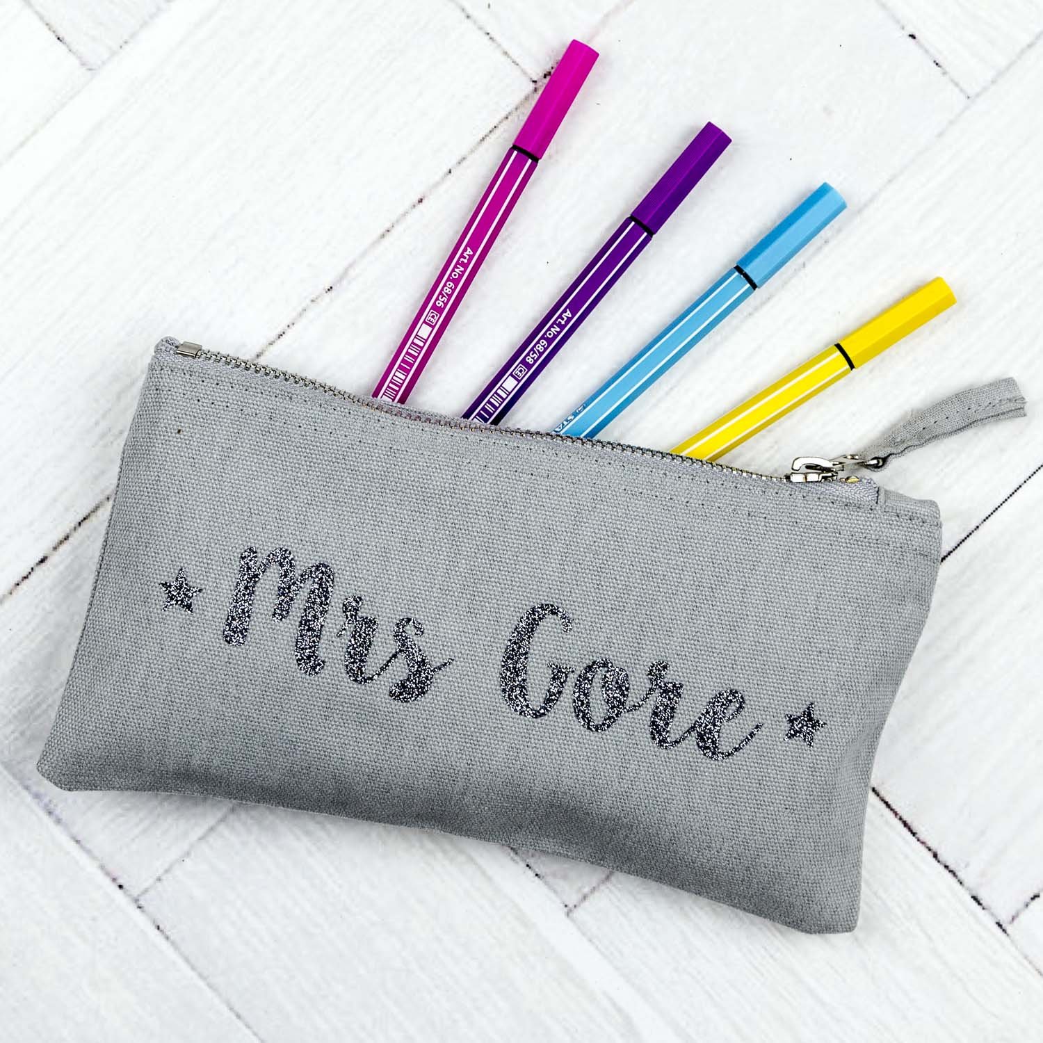Personalised Pencil Case Personalised Teacher Gifts UK (Grey case