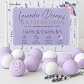 EvolutionUSA Lavender Dreams Bath Bombs for Women, 12 Organic Flower Bath Bombs, Soft Lavender Bath Bombs, Womens Bath Bombs Gift, Lush Bath Bombs for Girls, Relaxing Bathbombs, Bath Balls