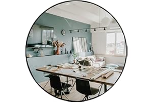 HBCY Creations Large Round Mirror, Black 36 inch Wall Mirror for Entryway, Bathroom, Living Room and More, Modern Minimalist Mirror for Both Rustic and Boho Design and Decor