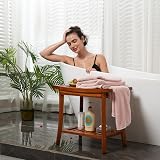 Utoplike Teak Shower Bench with Handles, 2-Tier Waterproof Stool view 3
