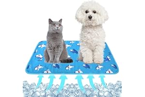Hotumn Dog Cooling Mat - Pet Summer Cooling Mat Washable Pet Pad Sleeping Mat for Small Medium Dogs Puppy Cats (Blue Shark, Medium)