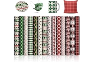 Christmas Lucky Goddness Transfer Sheets,Red Green Snowman Elks for Heat Press Machine,Heat Press Machine for T-Shirts Mug Bag,Orange Black 14 Sheets 12"x 12"