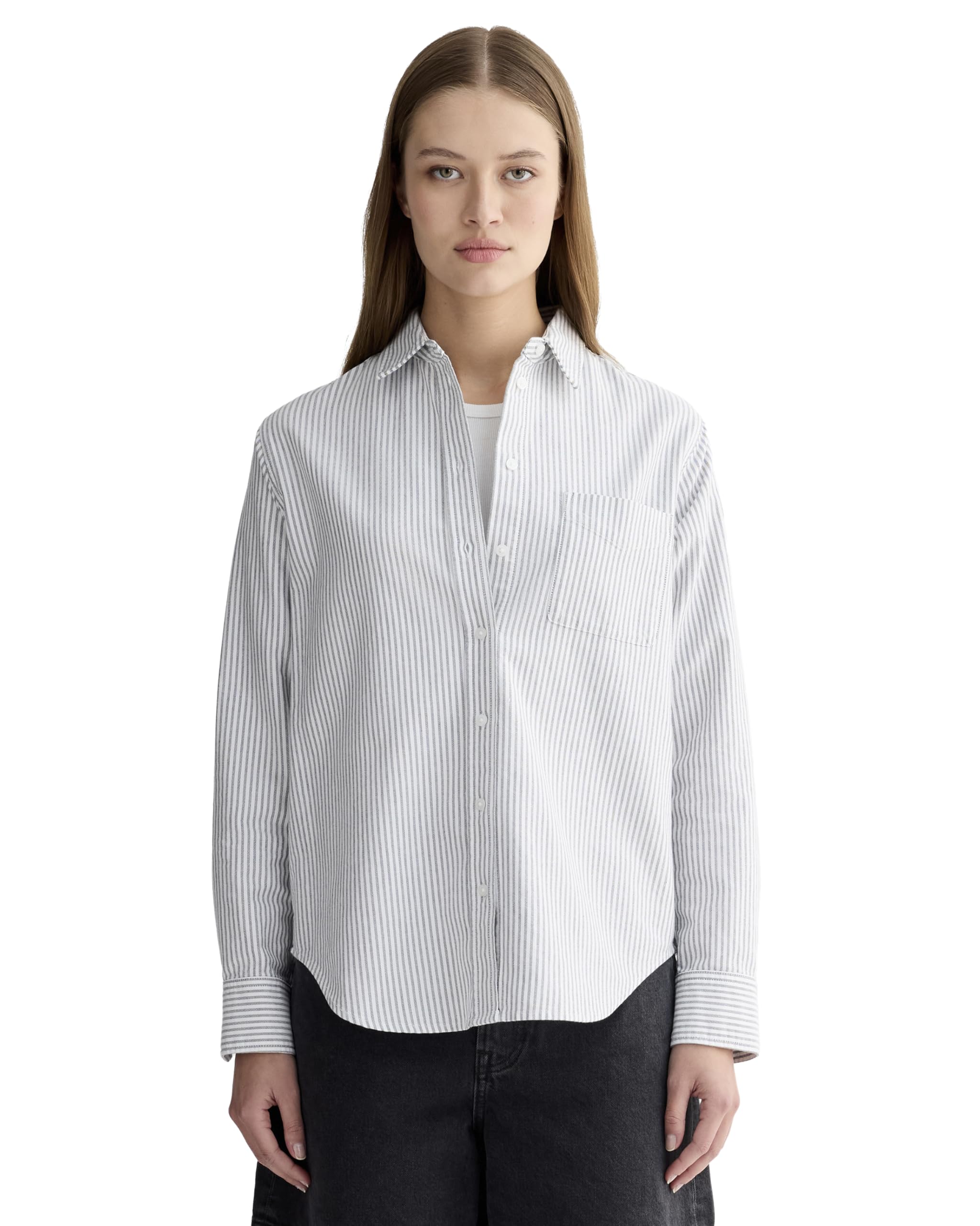 Everlane The Must-Have Oxford Shirt – Charcoal/White Size 6