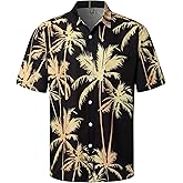 Hardaddy Men's Hawaiian Shirt Short Sleeves Coconut Printed Button Down Summer Beach Casual Shirts