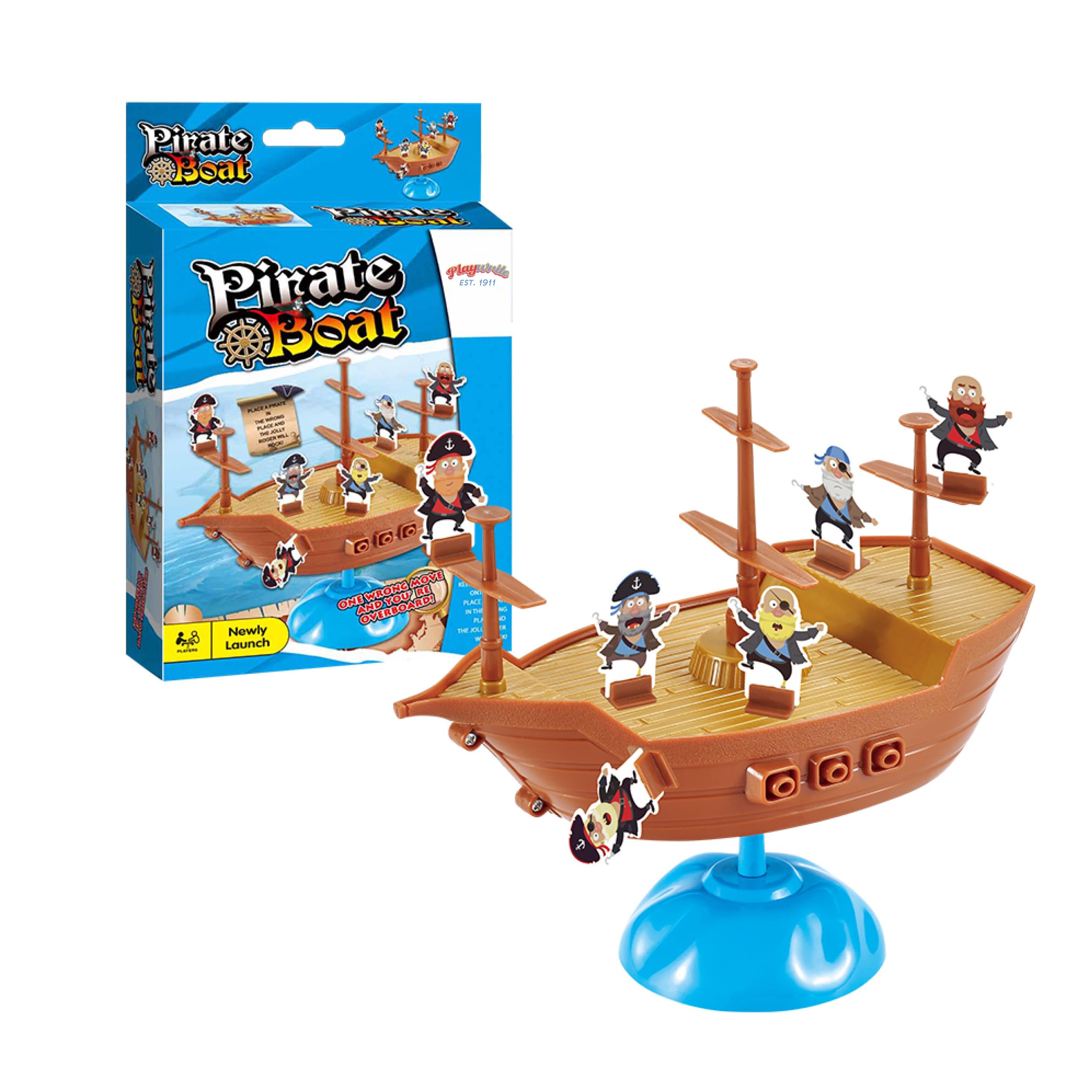 Playwrite Pirate Ship Balancing Family Game – Fun Tabletop Skill Challenge with Pirate Characters – Great Gift for Kids Ages 3+