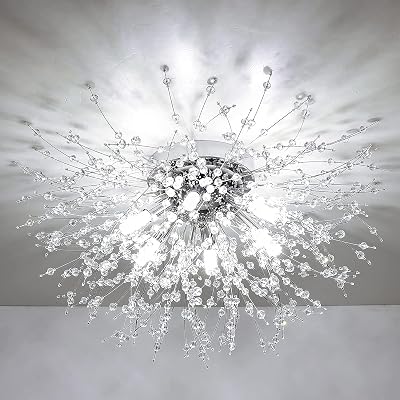 Rayofly Modern Crystal Ceiling Light Fireworks 6 G9 LED Chrome