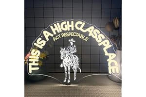 FOXIDEN This Is A High Class Place Neon Sign, Western Riding Cowboy Neon Light, USB Powered LED Neon Light, Elegant Wall Decor, Bar Sign, Restaurant Decor for Man Cave Farm Party Birthday Gifts(16.5 * 11.8in)