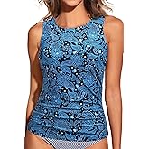 Tempt Me Women Tankini Top Only - High Neck Bathing Suit Tummy Control Swim Top 2025