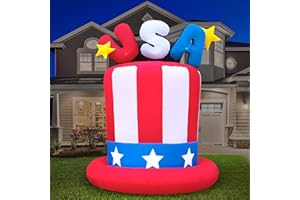 Holidayana 4th of July Inflatable 4ft USA Patriotic Inflatable. Patriotic Fourth of July Inflatable Outdoor Decorations. Memorial Day Independence Day Fourth of July Blow Up Inflatable Hat with LEDs