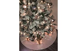 Pardecor Christmas Tree Skirt Sequin Tree Skirt Xmas Pine Tree Ornaments Artificial Christmas Pine Tree Skirt Holiday Decor (24 Inch, Iridescent White)