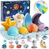 Toylink Space Bath Bombs for Kids with Surprise Inside, 8 Pack Kids Galaxy Bath Bombs with Space Toys for Toddler Boys Girls Handemade Rainbow Bubble Bath Fizzies Birthday Christmas Gift Set