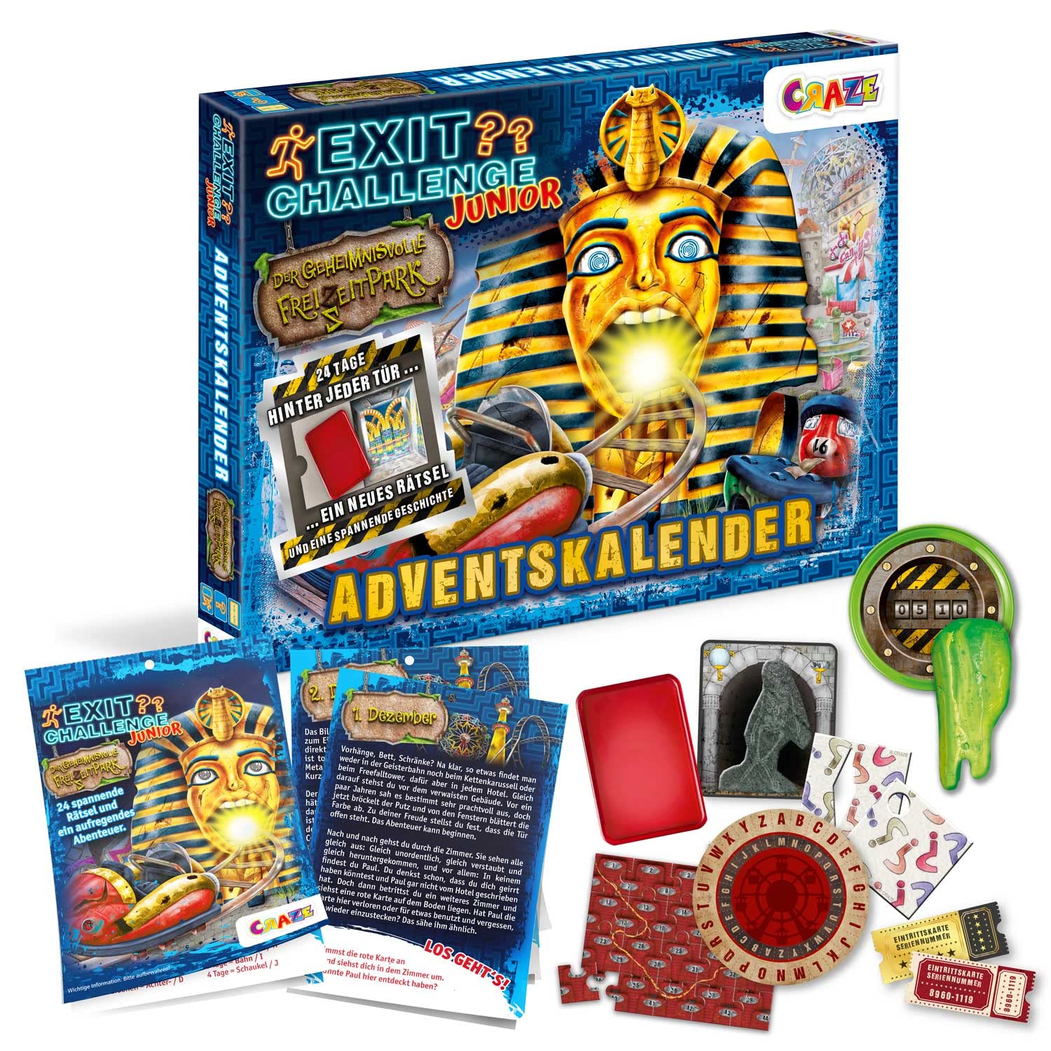 CRAZE 33425 Exit Challenge Junior Escape Game Advent Calendar, The Mysterious Amusement Park Christmas Calendar, Creative Children's Calendar