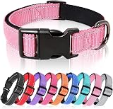 HEELE Reflective Dog Collar Soft Neoprene Padded Pink S 26-38cm