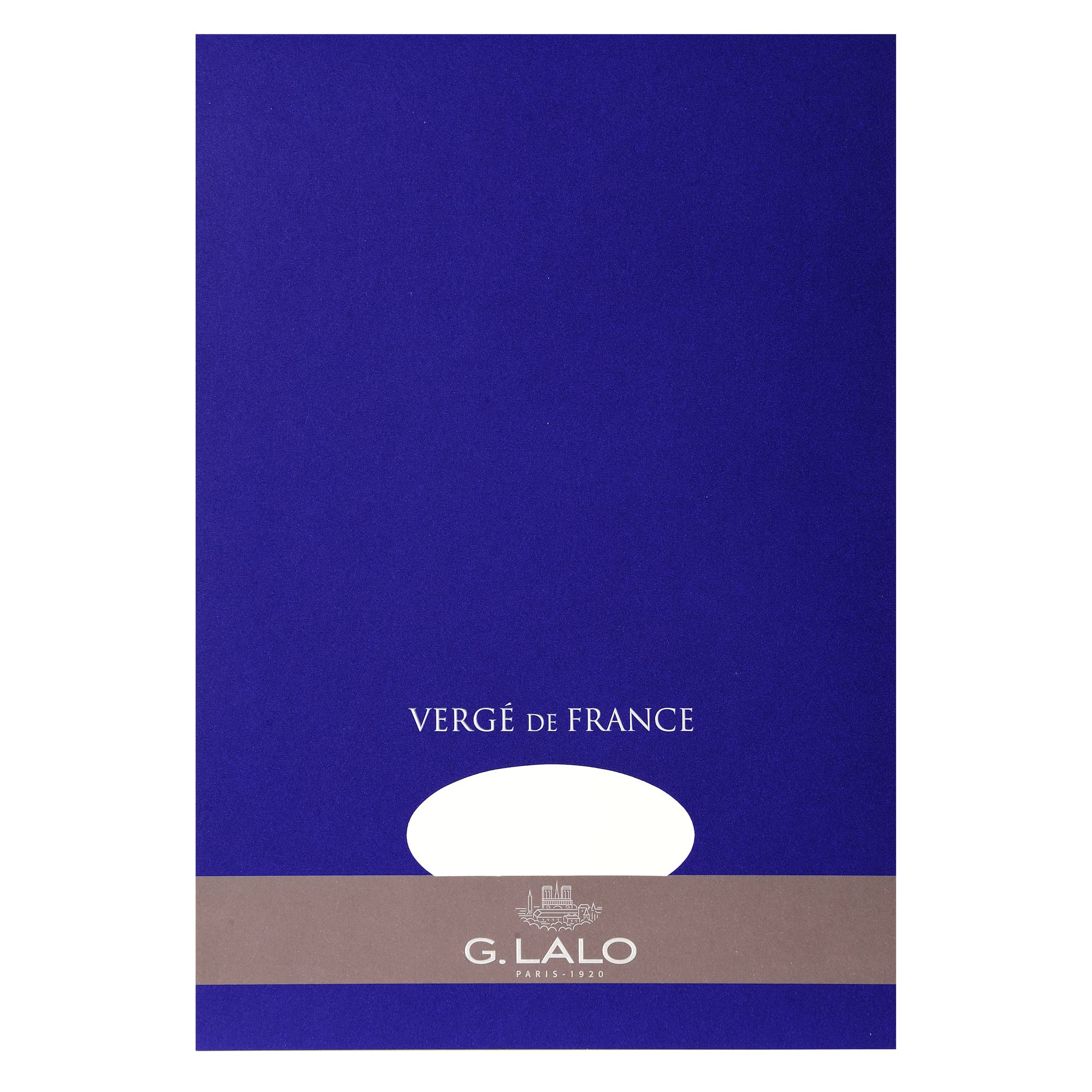 Lalo 12750L - Verge De France pad of 50 plain laid sheets 21x29,7 cm 100g, Laid de France, Extra-white. Clean Cut. Cover with Foiled Silver Finish. Refined A4