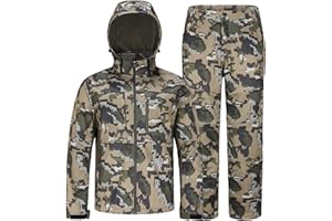 UIIHUNT Hunting Clothes for Men with Fleece Lining: Safety Strap Compatible Water Resistant Silent Hunting Jacket and Pants