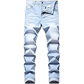HuuPrr Men's Ripped Jeans Slim Fit Stretch Jeans Distressed Fashion Comfort Pants