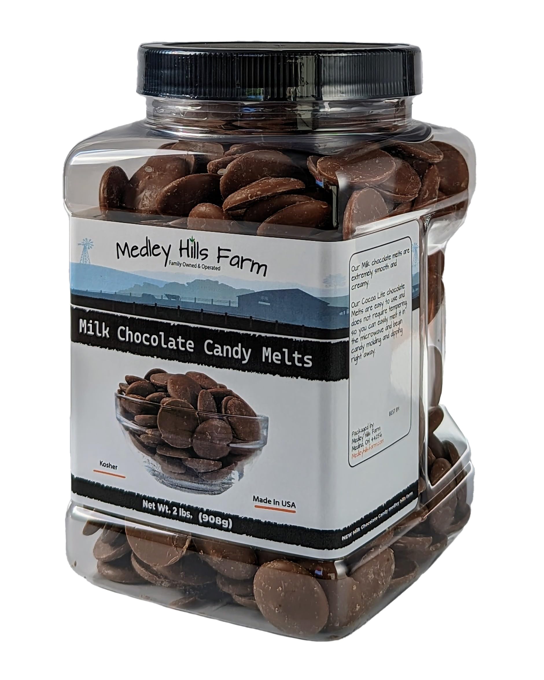 Milk Chocolate Candy Melts by Medley hills farm 2 lbs. in Reusable Container - Melting chocolate candy melts for all your making needs! Made In USA