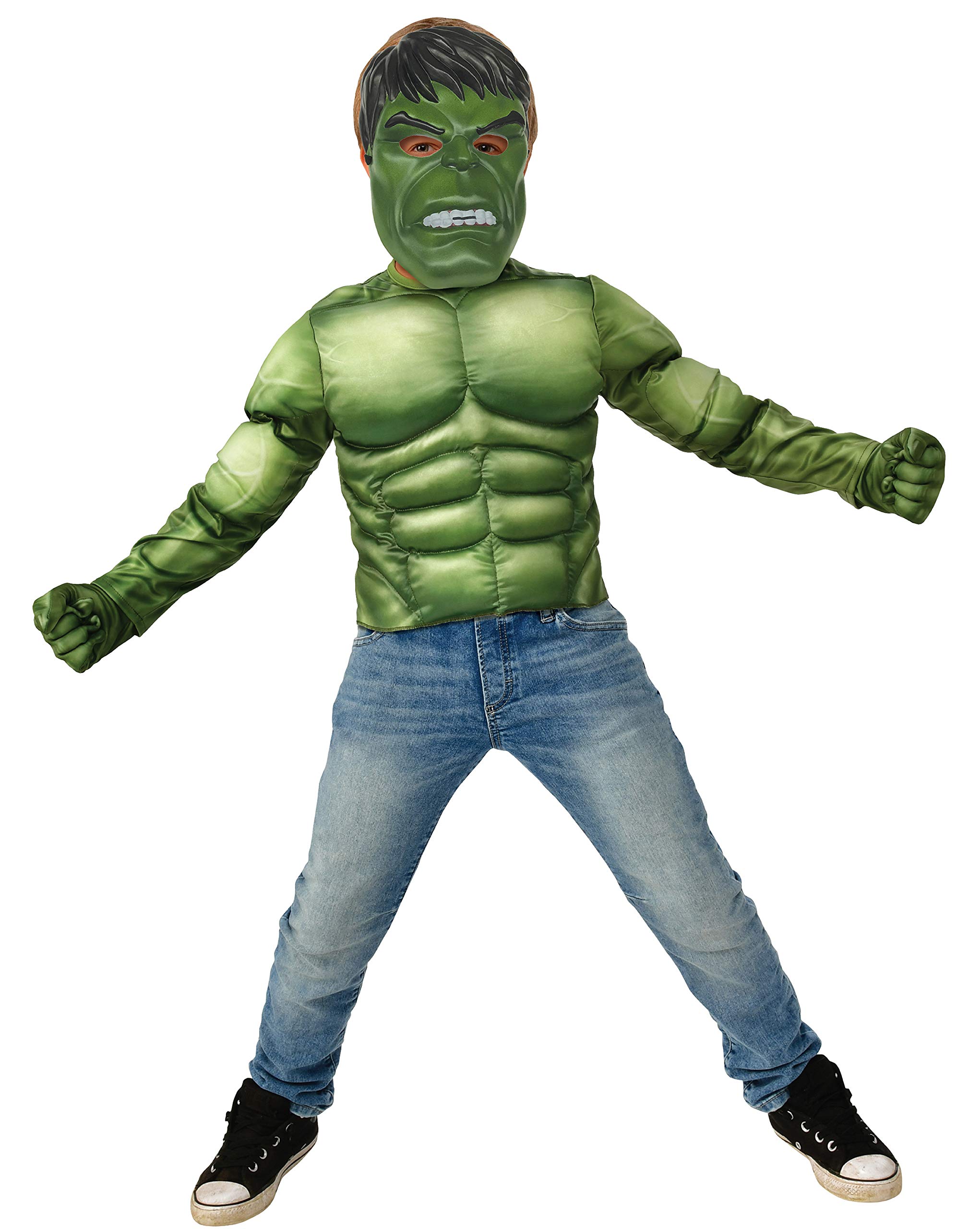 Rubies -Avengers Endgame Hulk Deluxe Costume Top Set, Plain, Color As Shown, Normal (G40223)