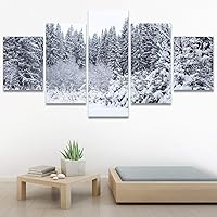 SIGNWIN 5 Panel Canvas Wall Art Modern Art Forest Minimalist Multicolor Nature Photography Relax/Calm for Home Decorations Ready to Hang - 60
