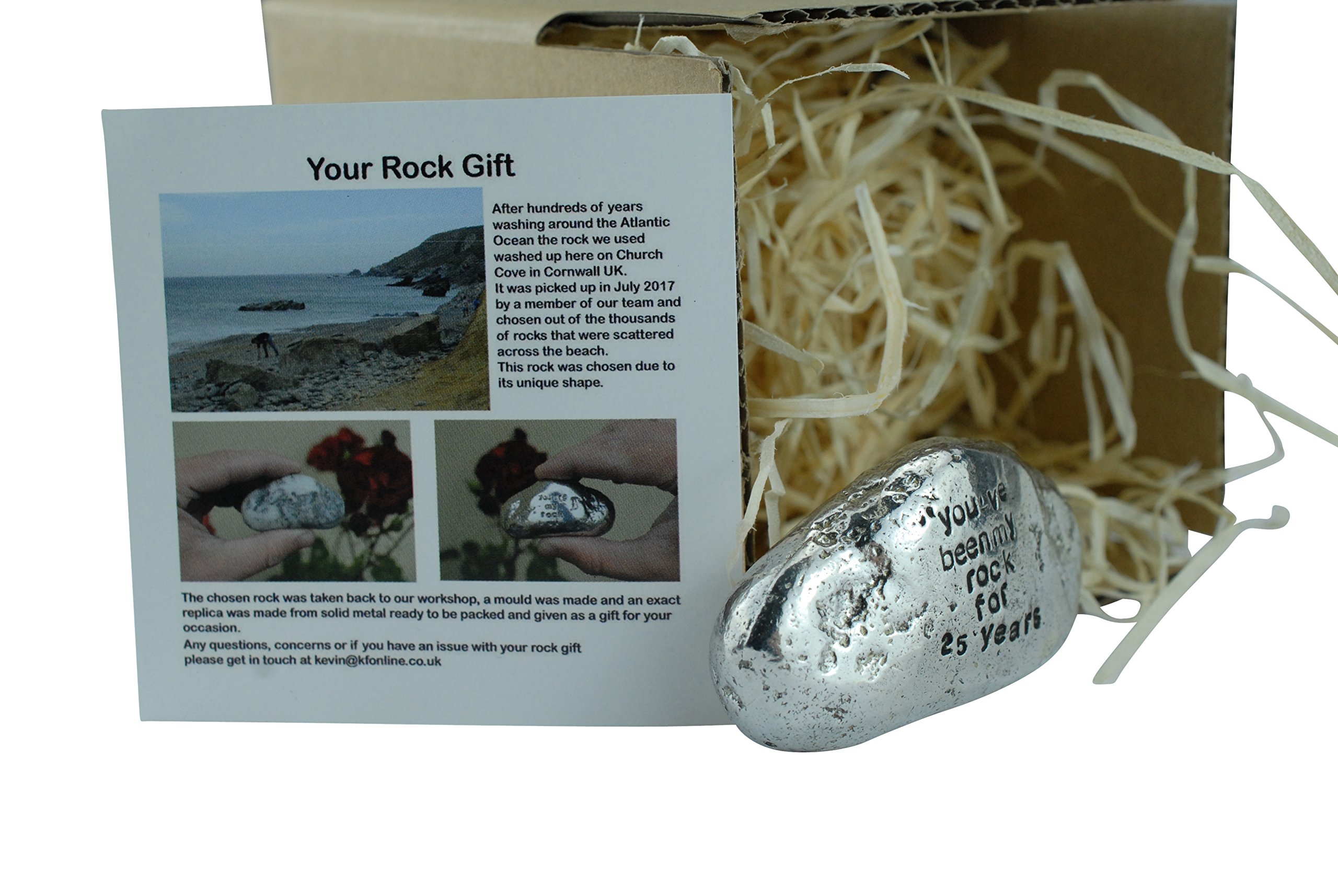 Pirantin 25th Anniversary Gifts For Men or Women Ornament - You've Been My Rock For 25 Years - Solid Metal Heavy Rock