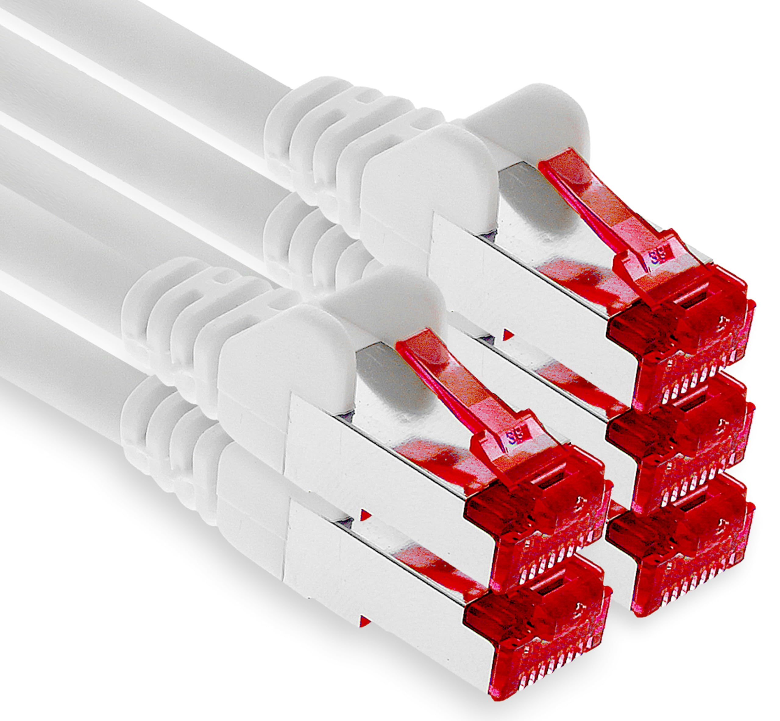 1aTTack.de - 5x 10m CAT6 patch cable S/FTP PIMF shielding CAT.6 RJ45 network cable Ethernet cable DSL LAN router switch modem patch panel - white - 5 pieces