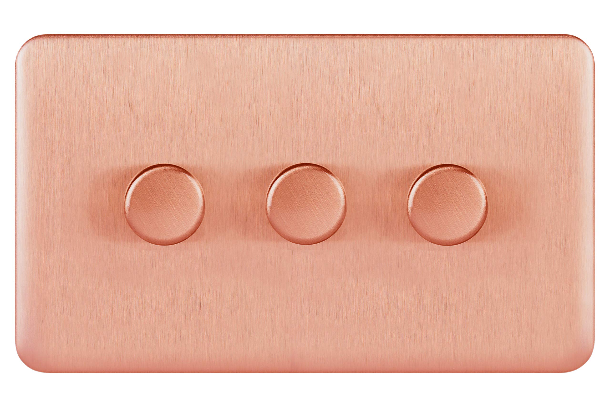 Schneider Electric Lisse Screwless Deco - 3 Gang 2 Way Universal Dimmer Light Switch, 250 W/VA, GGBL6032CLCS, Light Copper
