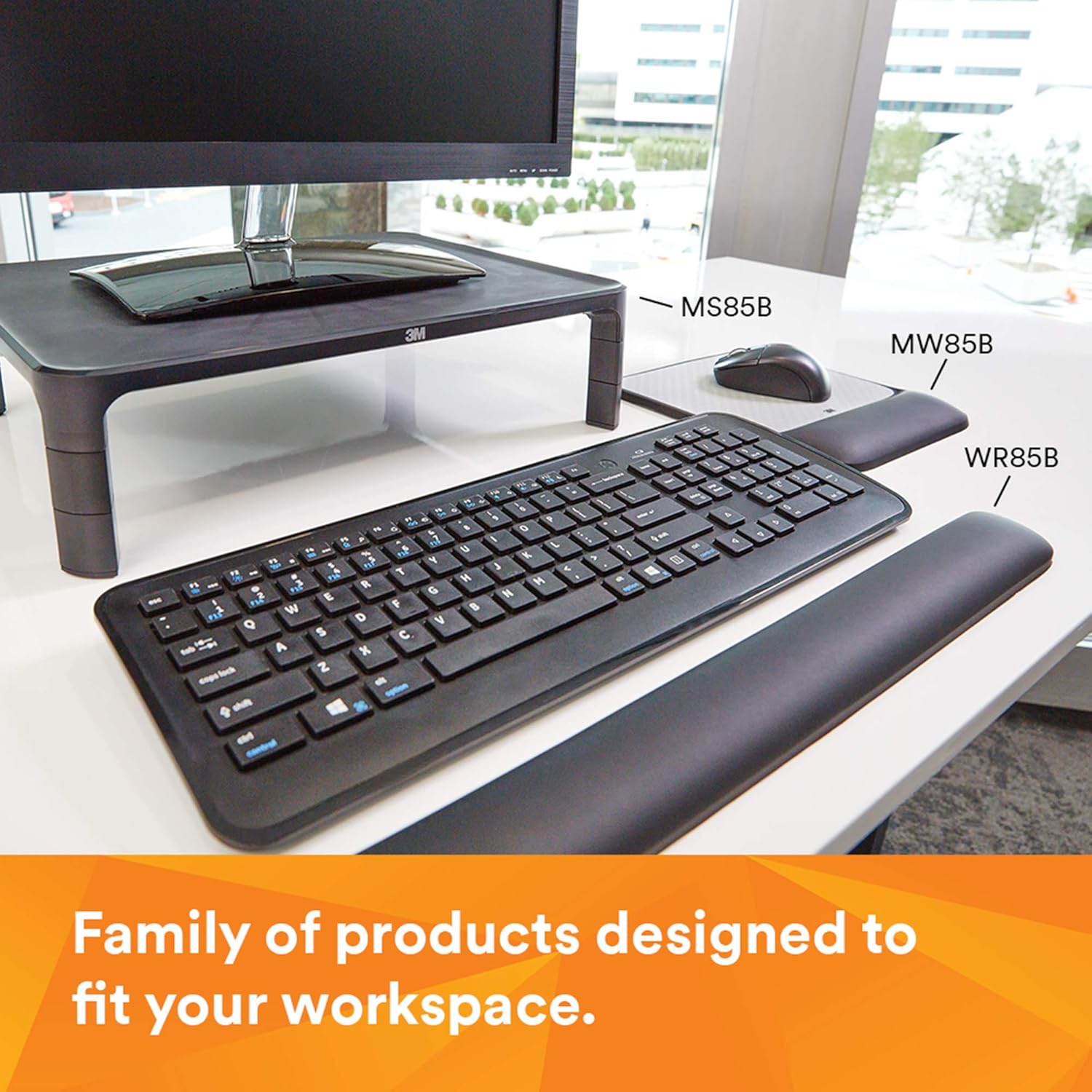 3M Precise Mouse Pad with Gel Wrist Rest, Soothing 3M Gel Technology and Satin Smooth Cover for All Day Comfort, Optical Mouse Performance and Battery Saving Design, Interlace (MW85B), 8.4" x 8.8" : Office Products