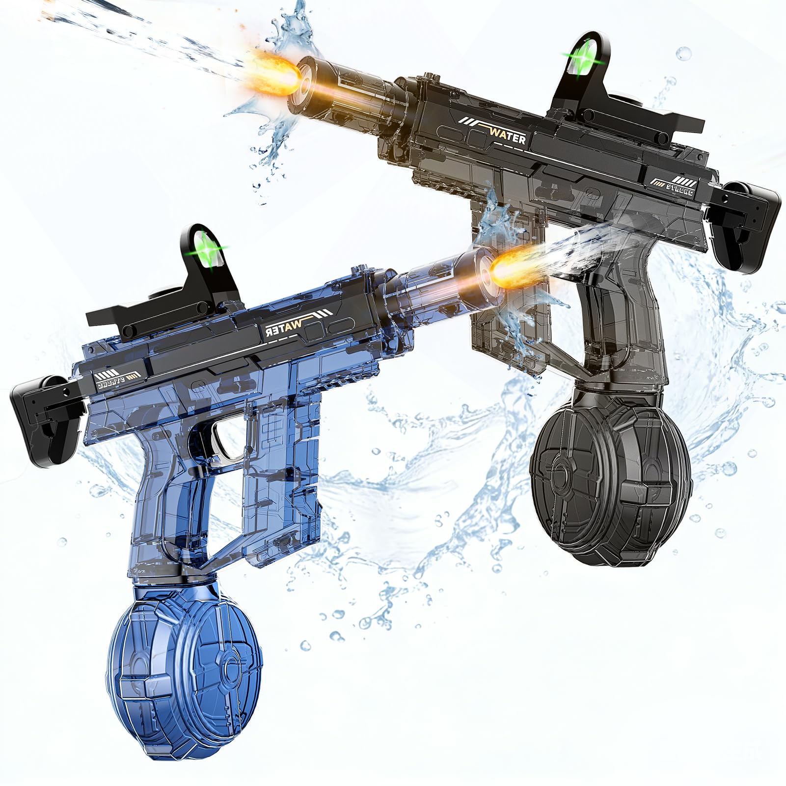 BLmukce 2PCS Electric Water Gun with LED Light & Detachable Scope, Automatic Squirt Gun for Kids Adults, 470CC High Capacity Water Blaster, 26-32 FT Long Range, Summer Outdoor Pool Toys