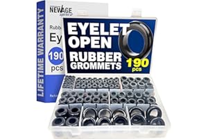 New Age America® 190pcs Rubber Grommet Plugs | Black | 1/4 Inch to 1 Inch | 9 Sizes | Eyelet Ring Gaskets | 1/4" - 1" Hollow 