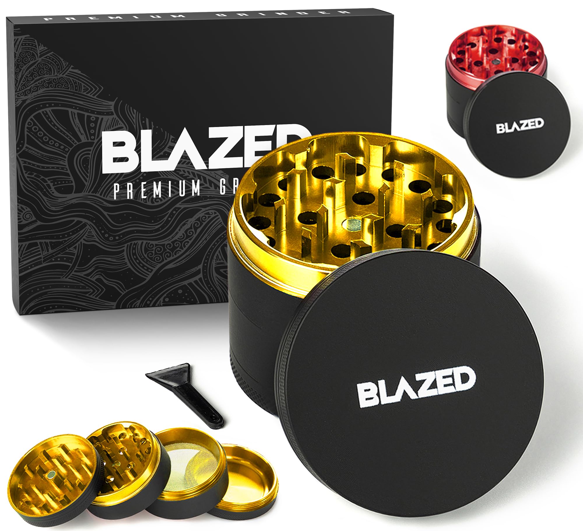 Blazed Large Aluminium Herb Grinder (Golden)