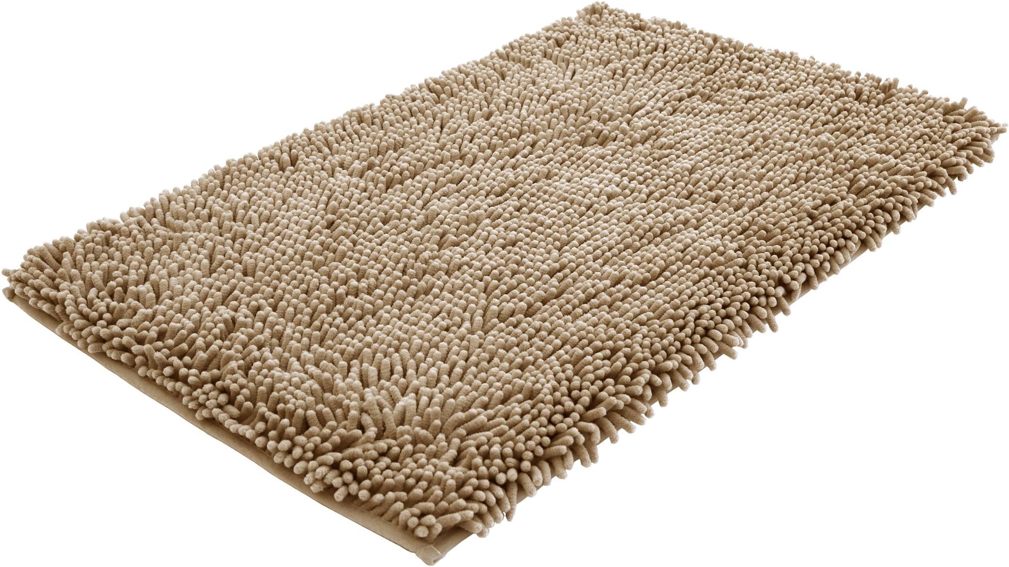 NTTR Super Soft Bath Mat Microfiber Shag Bathroom Rugs Non Slip Absorbent Fast Drying Bathroom Carpet Shower Rug(20" x 30",Camel)