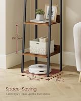 VASAGLE 4-Tier Ladder Shelf Industrial Rustic Brown Black LLS108B01 view 3