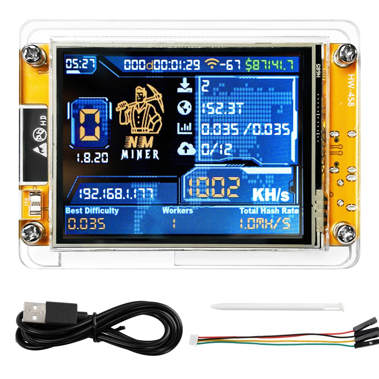 Photo 1 of Bitcoin Miner NerdMiner V2 ESP32 Development Board 2.8" mini Bitcoin Miner with Smart Display 1000KH/s ESP32-2432S028 Suitable for Hashrate Module Calculation Type C