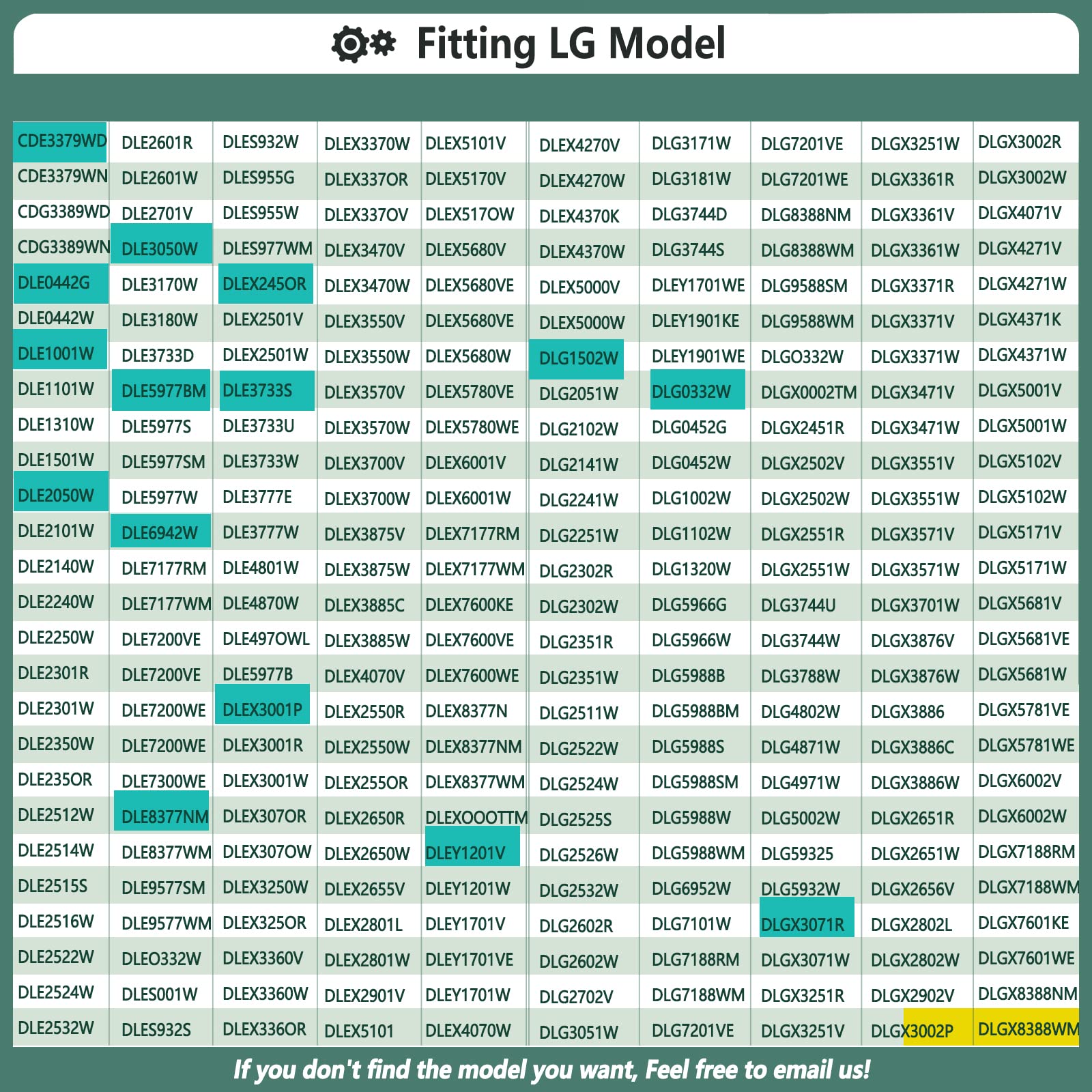 Upgraded Dryer Repair Kit Compatible with LG Kenmore Dryers Includes 4581EL2002C Dryer Drum Roller 4400EL2001A Dryer Belt 4561EL3002A Idler Pulley and Spring，Figures 6 and 7 are Fit Models