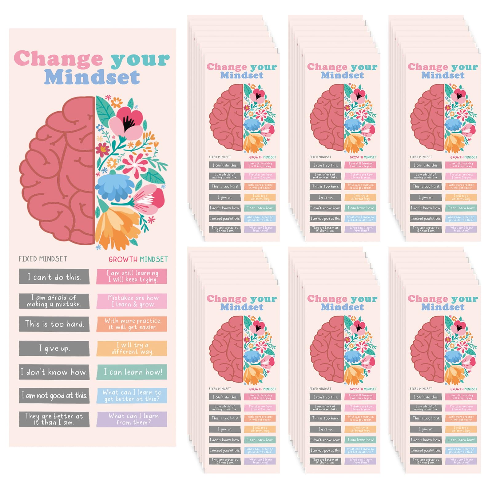 Photo 1 of TaoBary 100 Pcs Inspirational Bookmarks for Kids Bulk Mental Health Gift Paper Motivational Bookmark Boho Encouraging Affirmation Cards Positive Gift Teacher Coworker Classroom Prize(Growth Mindset)