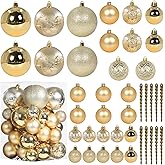 Christmas Ball Ornaments for Christmas Decorations - 41 Pieces Xmas Tree Shatterproof Gold Ball Ornaments with Hanging Loop for Holiday and Seasonal Decoration
