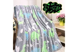Ezrealhoon Glow in The Dark Dinosaur Blanket for Boys, Toys for 3 4 5 6 7 8 9+ Year Old Teenage Girls, Dinosaur Birthday Chri