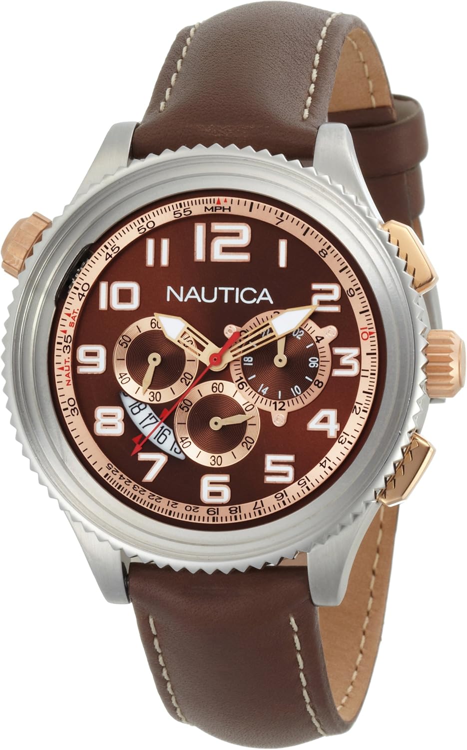 Nautica Men's N25014G OCN 46 Brown Dial Watch Watches