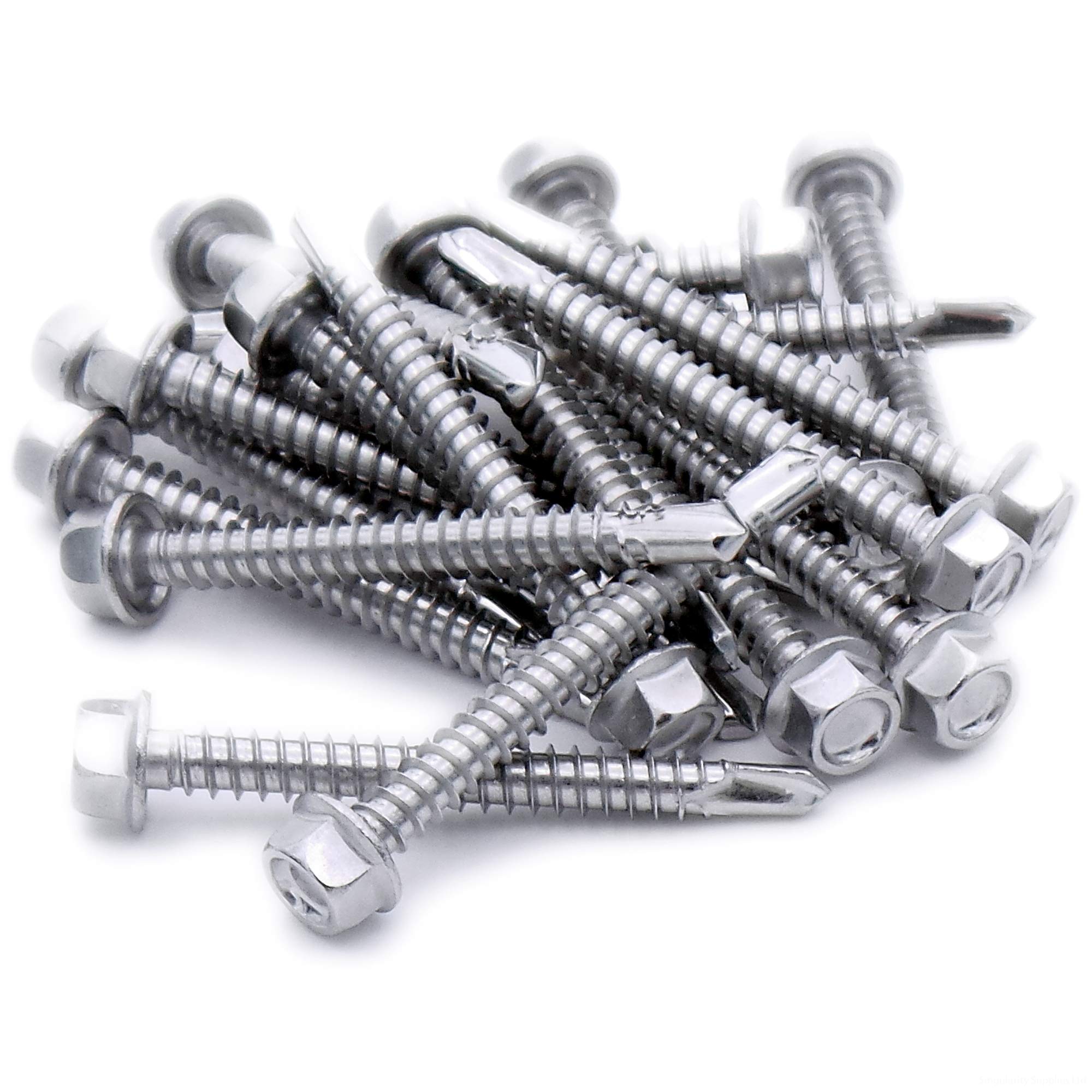 No.8 x 1.5 (4.2mm x 38mm) Hex Self-Drilling Screw (Flanged) - Stainless Steel (A2) (Pack of 20)