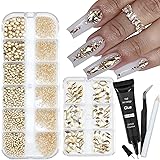 VOTACOS Nail Art Rhinestones with Glue Gel Flatback