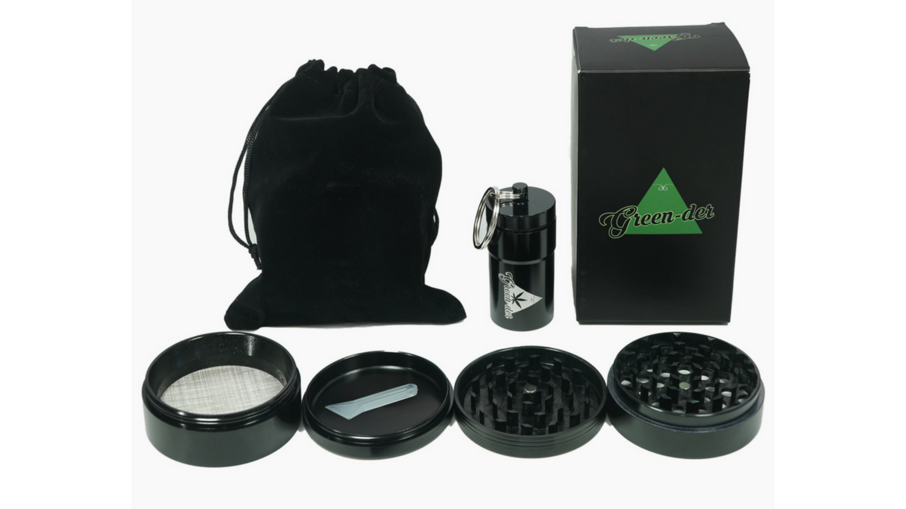 Fine Herb Grinder Set including Large, four pieces, 3.25 inches Tall