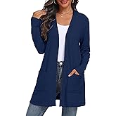 QIXING Women's Sweater Cardigan Open Front Lightweight Cardigan Long Sleeve Cardigans with Pockets
